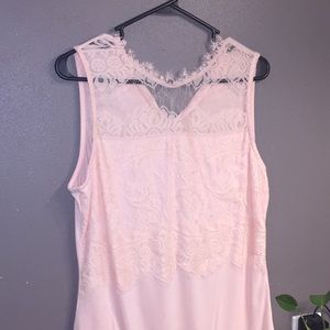 NY & Co. Blush pink lace top body suit blouse (L)